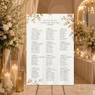 Poster Plan de table de mariage Panneau de réception fl