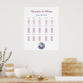 Poster Plan de table de mariage Paon Bleu Royal (Cuisine)