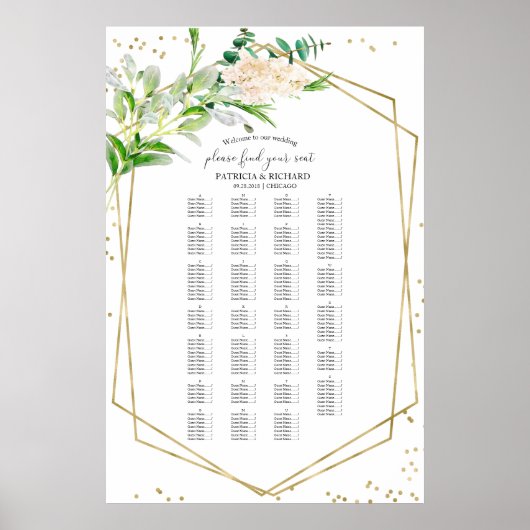 Poster Plan de table de mariage par ordre alphabétique av (Devant)