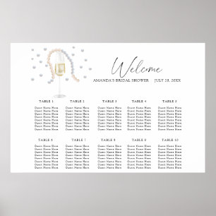 Poster Plan de table de mariage Perles et Prosecco