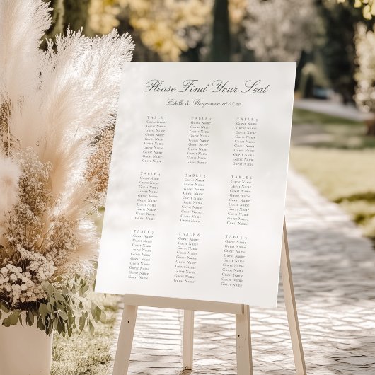Poster Plan de table de mariage personnalisé avec écritur