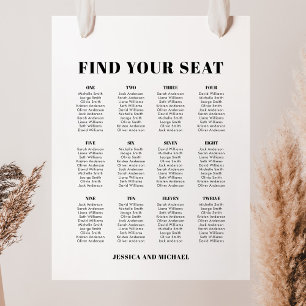 Poster Plan de table de mariage pour 12 tables et 120 inv