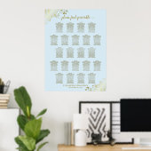 Poster Plan de table de mariage Powder Blue & Gold 22 (Bureau à domicile)