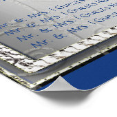Poster Plan de table de mariage rétro bleu et argent (Coin)