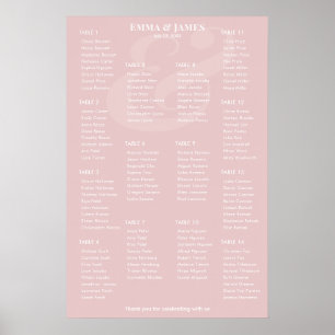 Poster Plan de table de mariage REVERSE Blush Ampersand