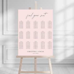 Poster Plan de table de mariage rose poudré Trouvez vot
