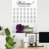 Poster Plan de table de mariage Rose Pourpre Prune 28 (Bureau à domicile)