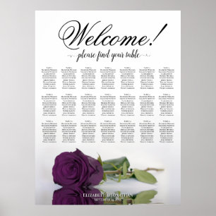 Poster Plan de table de mariage Rose Pourpre Table 21