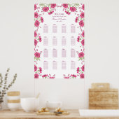 Poster Plan de table de mariage rose rose vif (Cuisine)