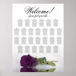 Poster Plan de table de mariage Rose Violet Foncé 26