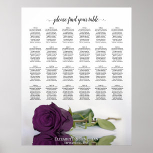 Poster Plan de table de mariage Rose Violet Pourpre 24