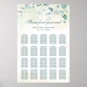 Poster Plan de table de mariage rustique à verdure d'euca