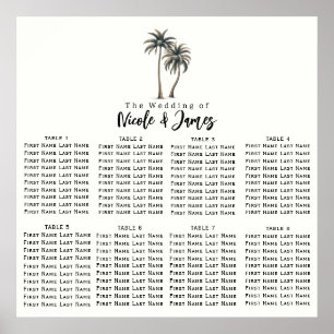 Poster Plan de table de mariage rustique avec palmiers tr