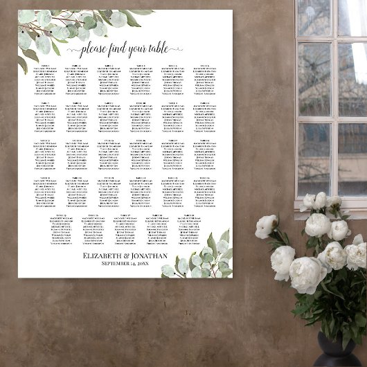 Poster Plan de table de mariage rustique Eucalyptus 29 ta