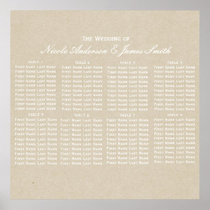 Poster Plan de table de mariage rustique moderne Kraft Br