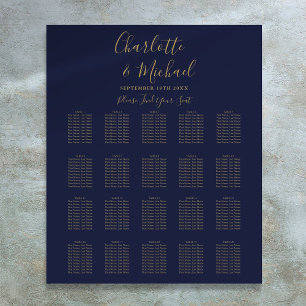 Poster Plan de table de mariage signature bleu marine et 