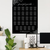 Poster Plan de table de mariage Silver Curls Noir 29 (Bureau à domicile)