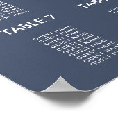 Poster Plan de table de mariage simple bleu marine poussi (Coin)