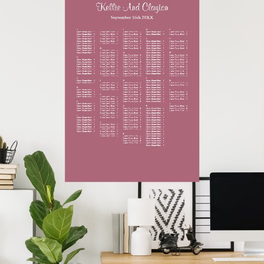 Poster Plan de table de mariage simple bordeaux 250 (Bureau à domicile)