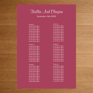 Poster Plan de table de mariage simple bordeaux 60