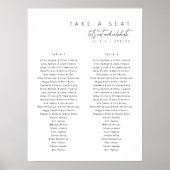 Poster Plan de table de mariage simple élégant minimalist (Devant)