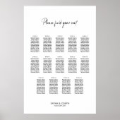 Poster Plan de table de mariage simple et élégant pour 14 (Devant)