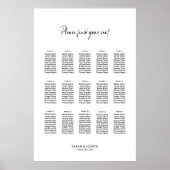 Poster Plan de table de mariage simple et élégant pour 15 (Devant)