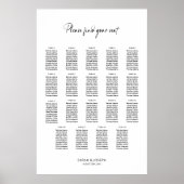 Poster Plan de table de mariage simple et élégant pour 19 (Devant)