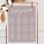 Poster Plan de table de mariage simple lavande poussiéreu