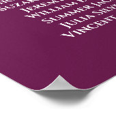 Poster Plan de table de mariage simple magenta prune 4 (Coin)