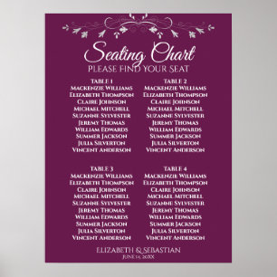 Poster Plan de table de mariage simple magenta prune 4