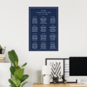 Poster Plan de table de mariage simple monogramme bleu ma (Bureau à domicile)