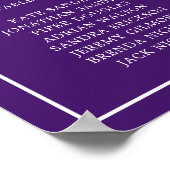 Poster Plan de table de mariage simple monogramme violet (Coin)