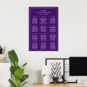 Poster Plan de table de mariage simple monogramme violet (Bureau à domicile)