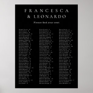 Poster Plan de table de mariage simple noir classique