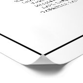 Poster Plan de table de mariage simple noir et blanc (Coin)