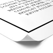 Poster Plan de table de mariage simple noir et blanc (Coin)