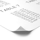 Poster Plan de table de mariage simple noir et blanc (Coin)