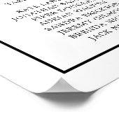Poster Plan de table de mariage simple noir et blanc (Coin)