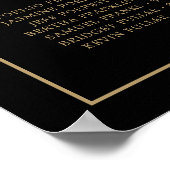 Poster Plan de table de mariage simple noir et or (Coin)
