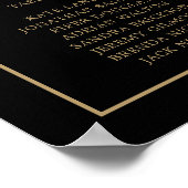 Poster Plan de table de mariage simple noir et or (Coin)