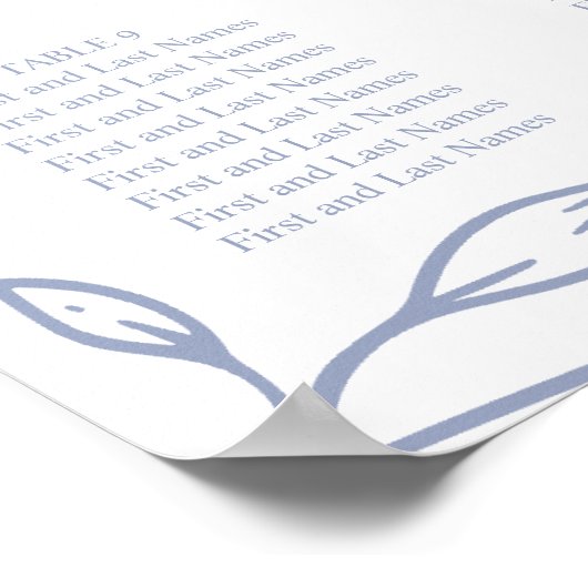 Poster Plan de table de mariage simple Pervenche Flo (Coin)