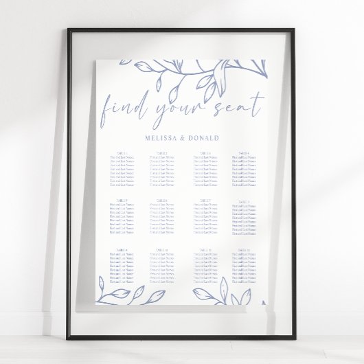 Poster Plan de table de mariage simple Pervenche Flo