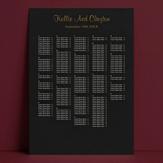Poster Plan de table de mariage simple pour plus de 250 i