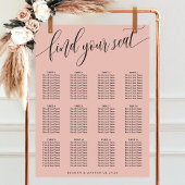 Poster Plan de table de mariage simple rose corail doux