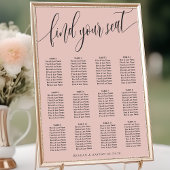 Poster Plan de table de mariage simple rose corail doux