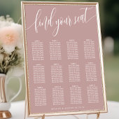 Poster Plan de table de mariage simple rose poussiéreuse