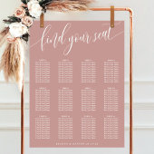 Poster Plan de table de mariage simple rose poussiéreux