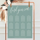 Poster Plan de table de mariage simple sarcelle poussiére