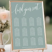 Poster Plan de table de mariage simple sarcelle poussiére